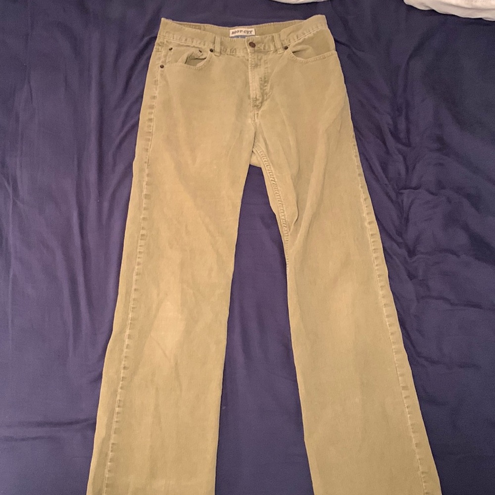 Light brown corduroy pants.